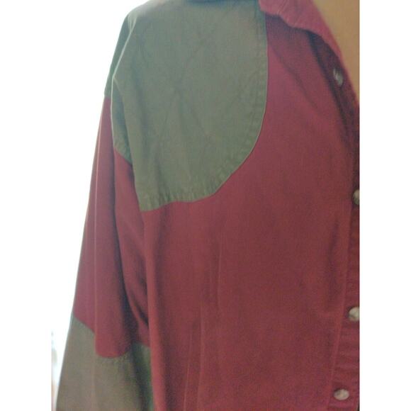 Vtg Columbia Shootng Hunting Button Up Shirt Mens XL Rlx Fit Color Block Red/Tan - Picture 2 of 9